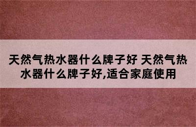 天然气热水器什么牌子好 天然气热水器什么牌子好,适合家庭使用